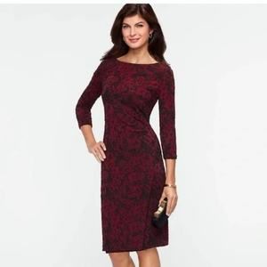 Talbots Size Small Floral Rose Side-Cinched Stretchy Wrap Sheath Dress